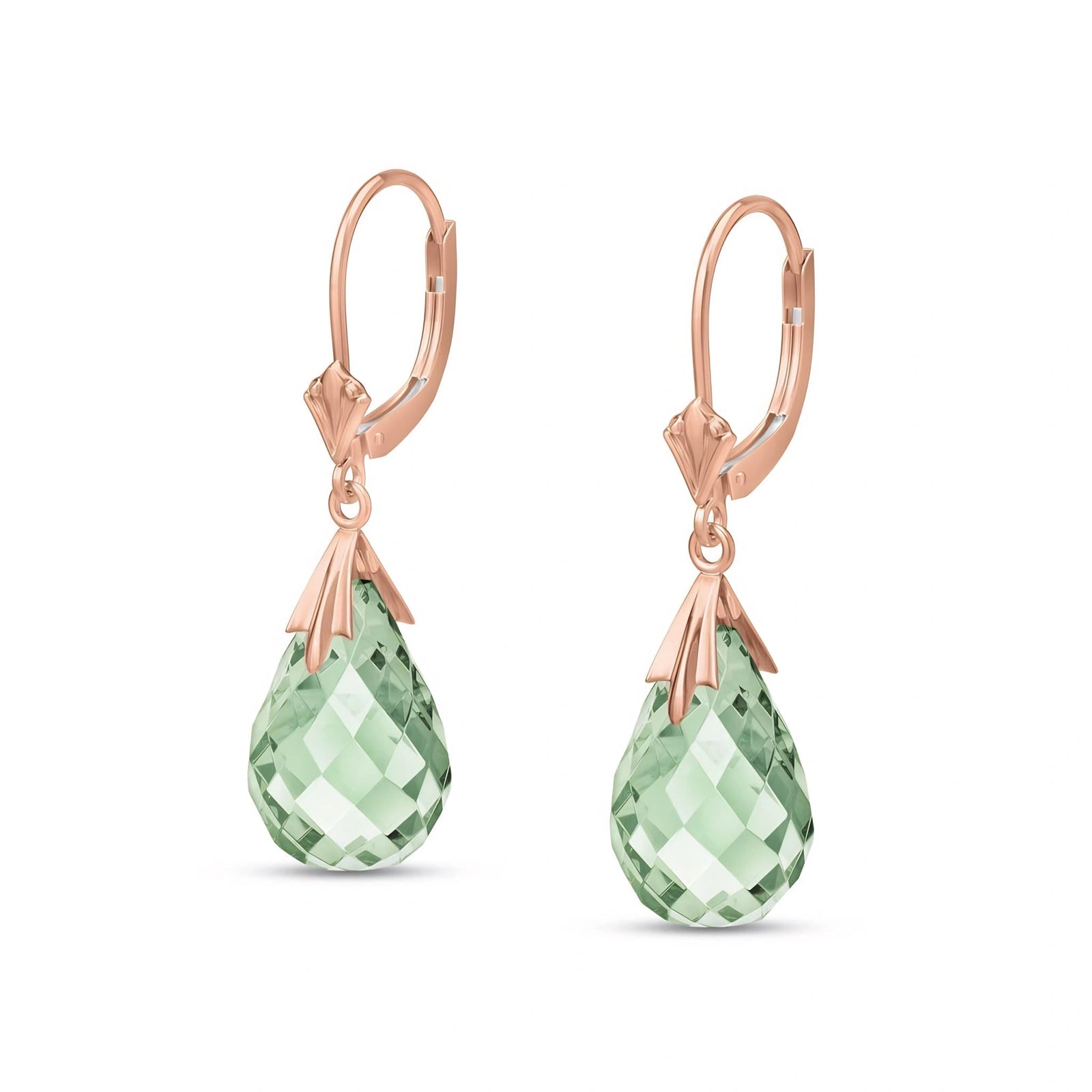 Rose Gold Celeste Earrings Green Amethyst 10K — Bianca