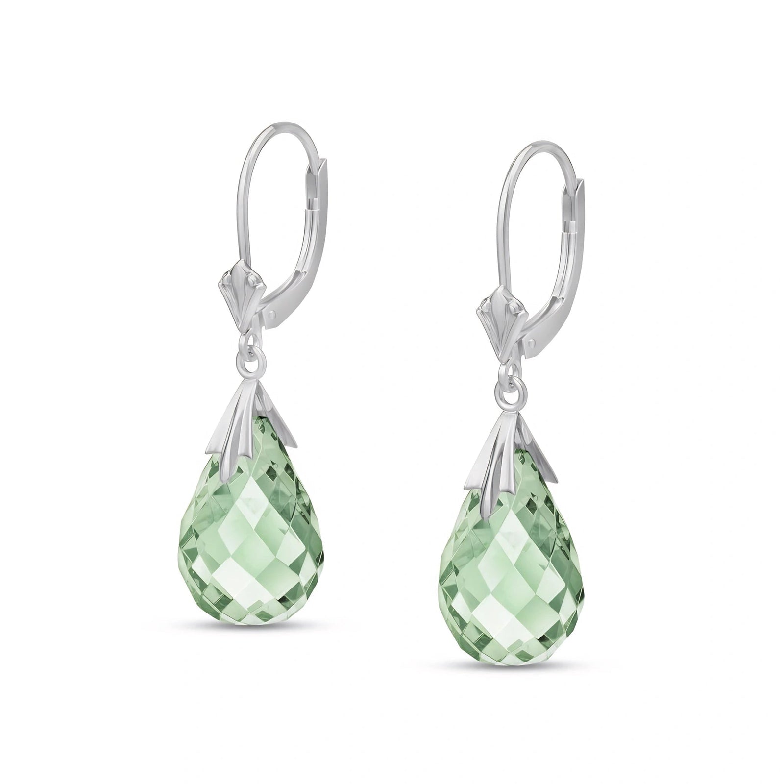 White Gold Celeste Earrings Green Amethyst 10K — Bianca
