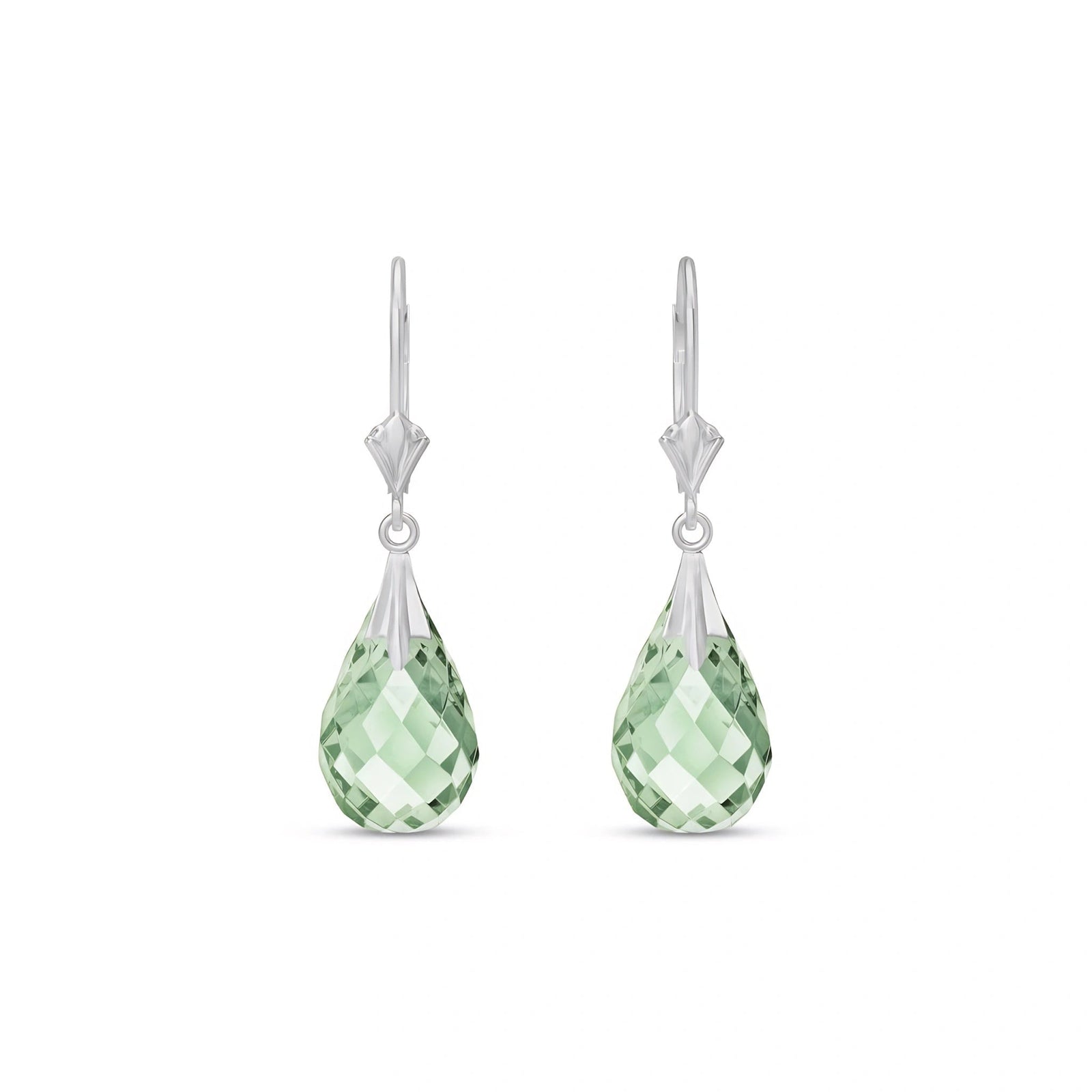 White Gold Celeste Earrings Green Amethyst 10K — Bianca