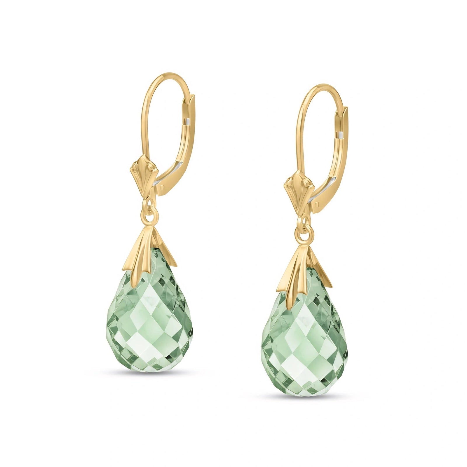 Yellow Gold Celeste Earrings Green Amethyst 10K — Bianca