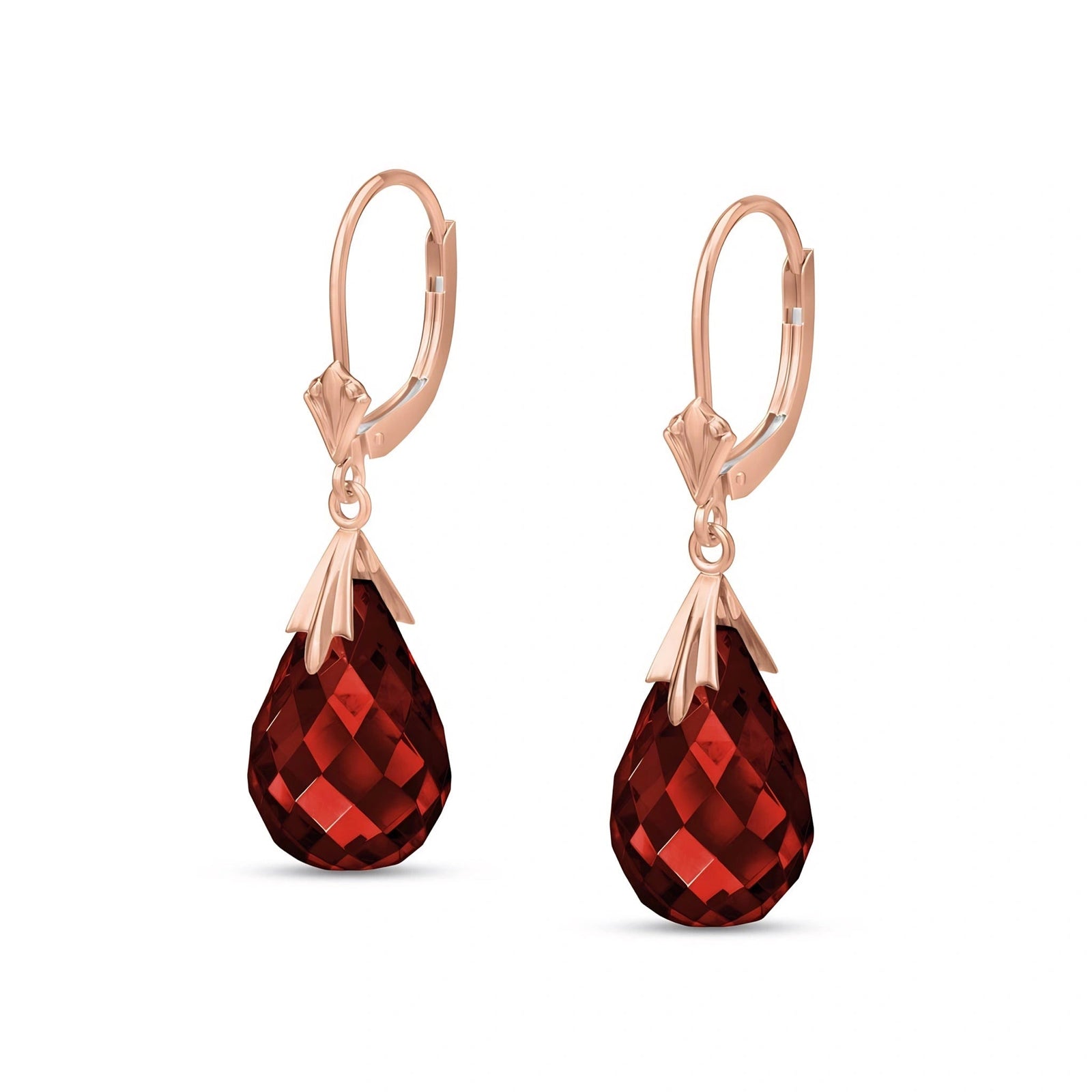 Rose Gold Celeste Earrings Garnet 10K — Bianca