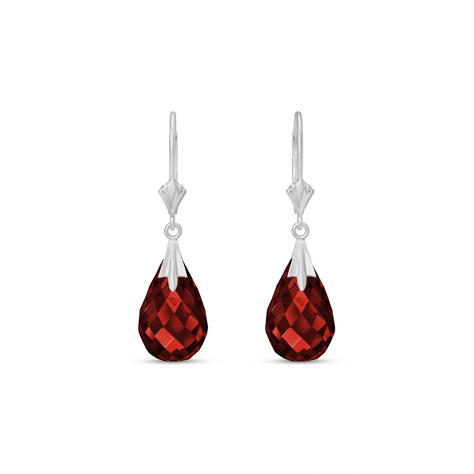 White Gold Celeste Earrings Garnet 10K — Bianca