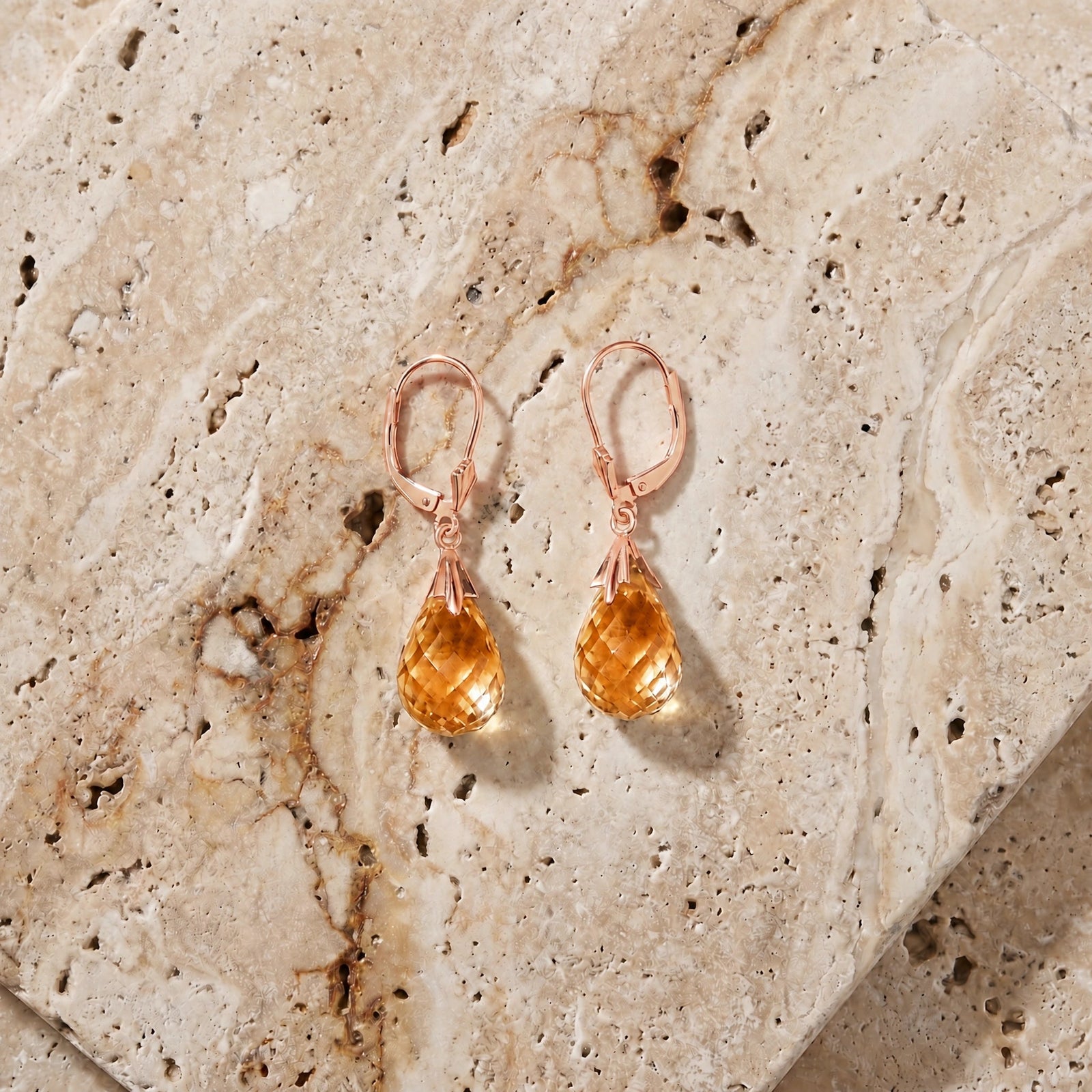 Rose Gold Celeste Earrings Citrine 10K — Bianca