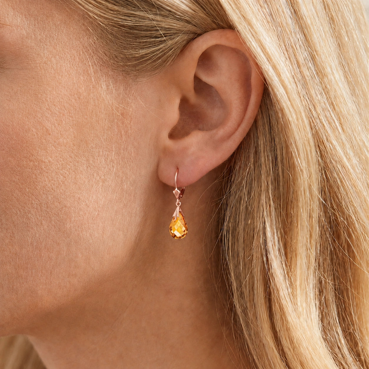 Rose Gold Celeste Earrings Citrine 10K — Bianca