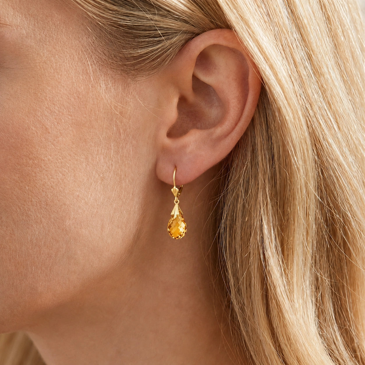 Yellow Gold Celeste Earrings Citrine 10K — Bianca