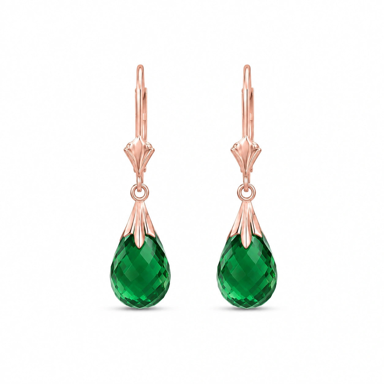 Rose Gold Celeste Earrings Green Sapphire 10K — Bianca