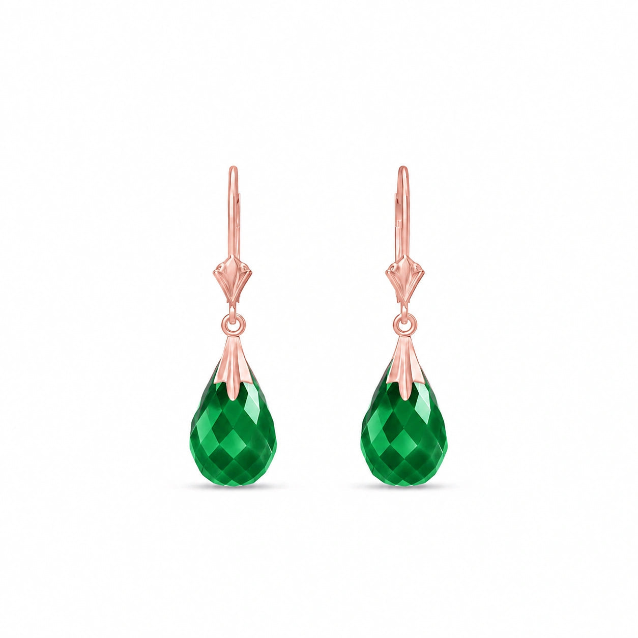 Rose Gold Celeste Earrings Green Sapphire 10K — Bianca