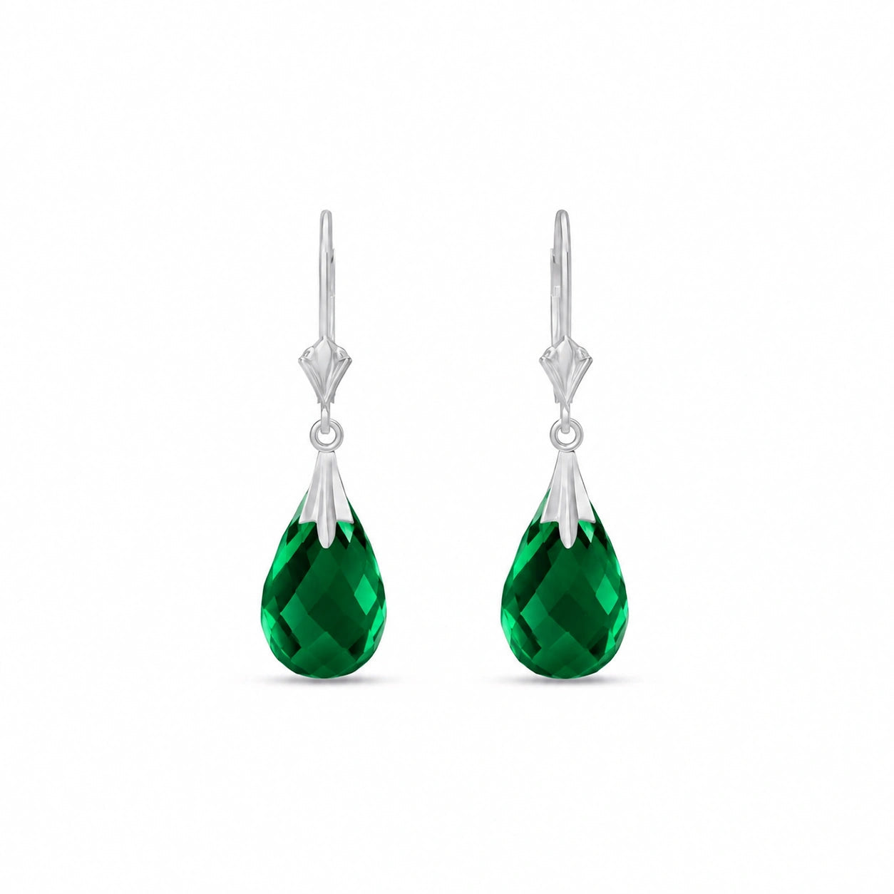 White Gold Celeste Earrings Green Sapphire 10K — Bianca