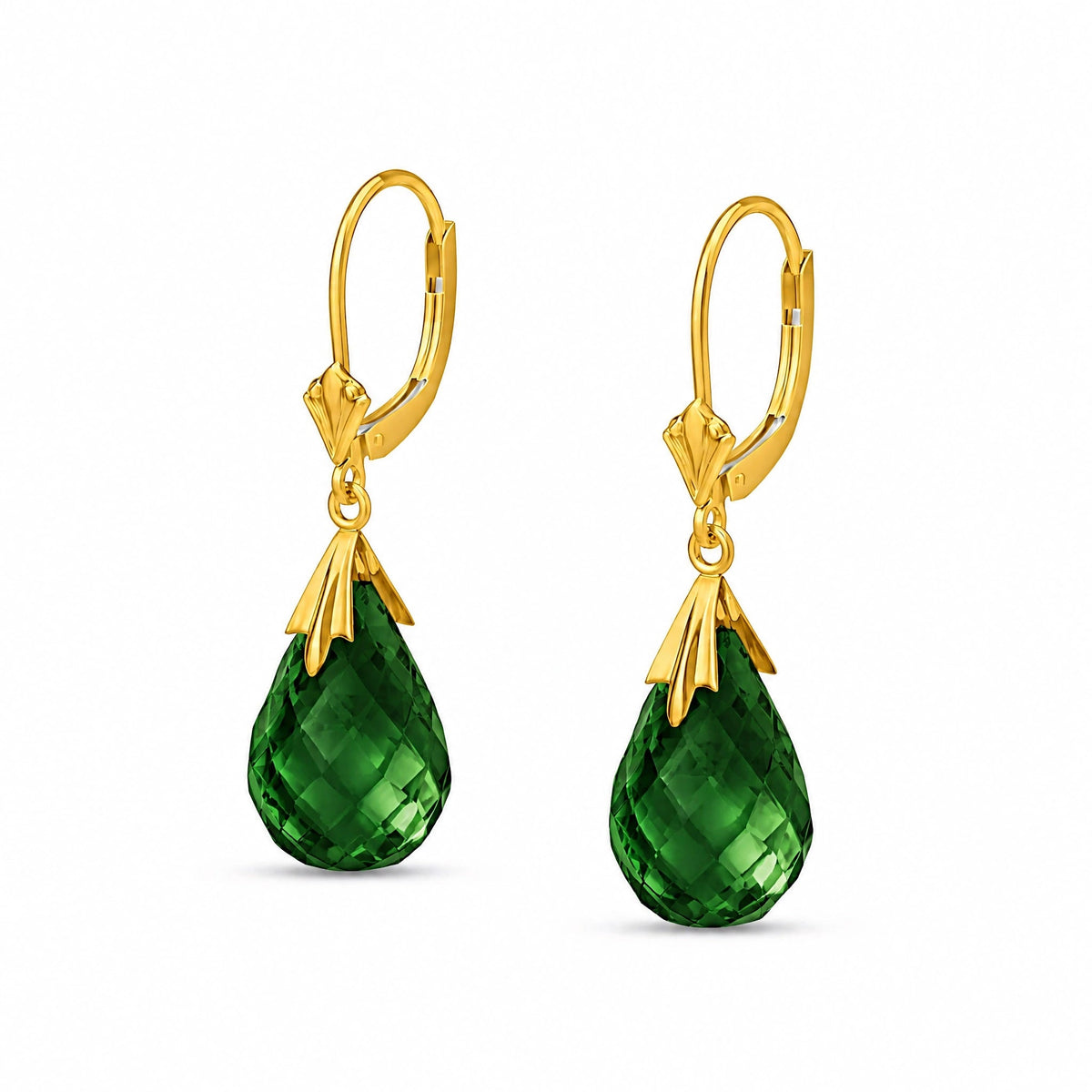 Yellow Gold Celeste Earrings Green Sapphire 10K — Bianca