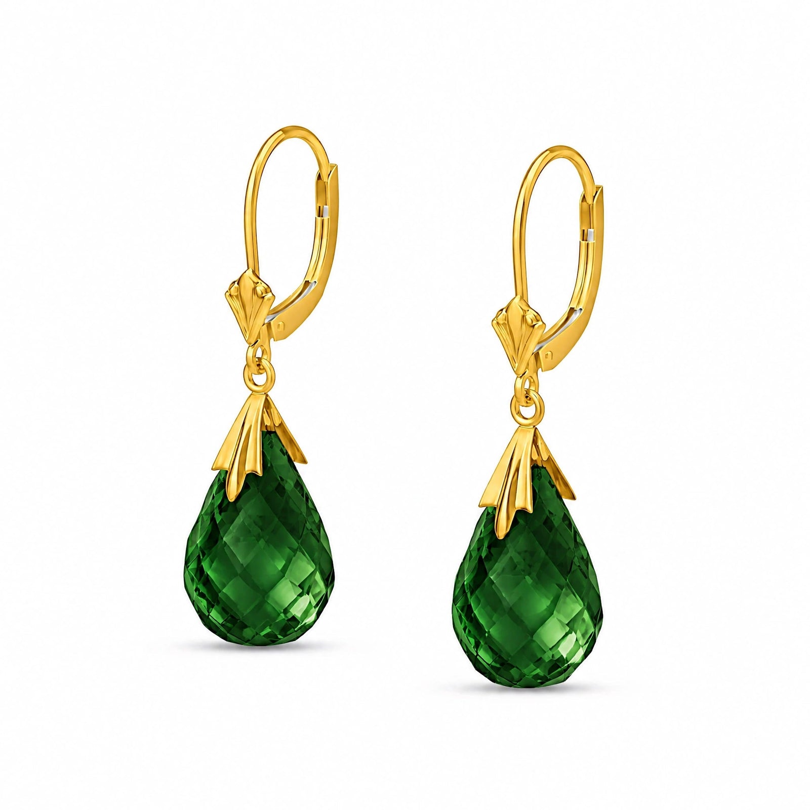 Yellow Gold Celeste Earrings Green Sapphire 10K — Bianca