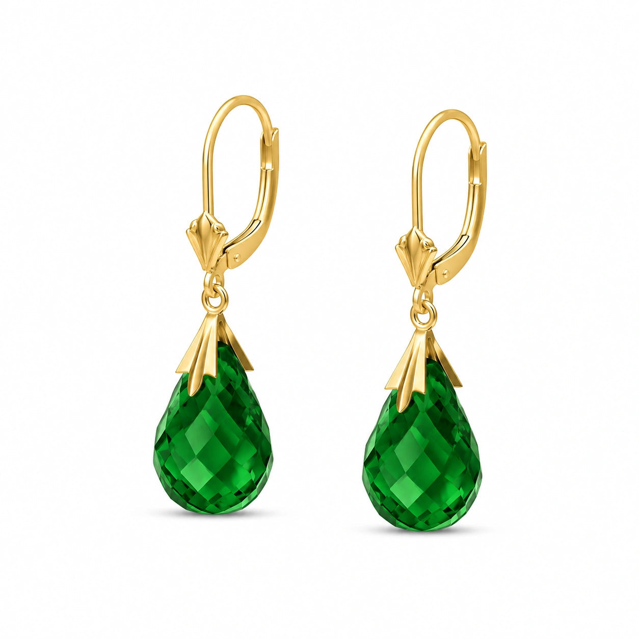 Yellow Gold Celeste Earrings Green Sapphire 10K — Bianca