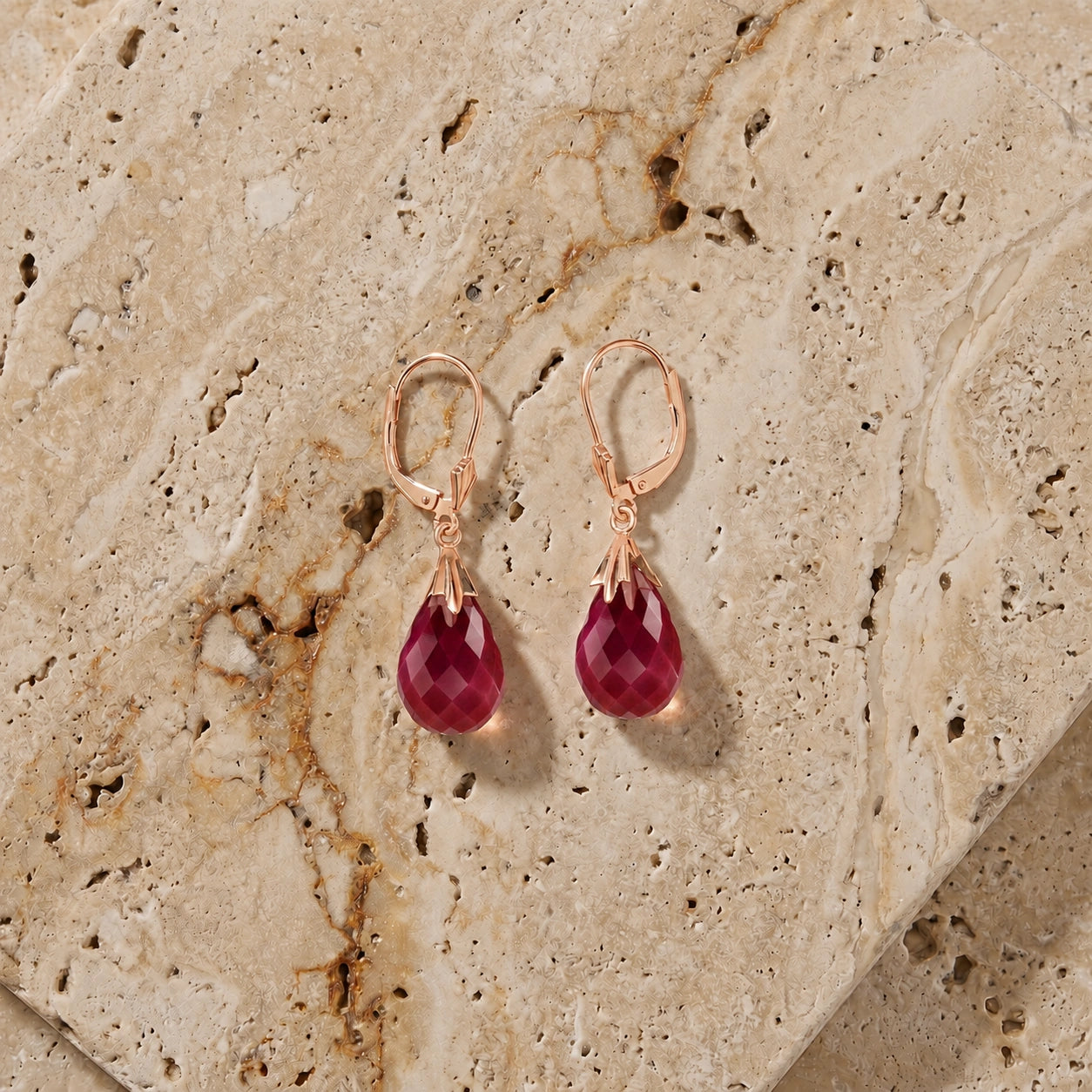 Rose Gold Celeste Earrings Ruby 10K — Bianca