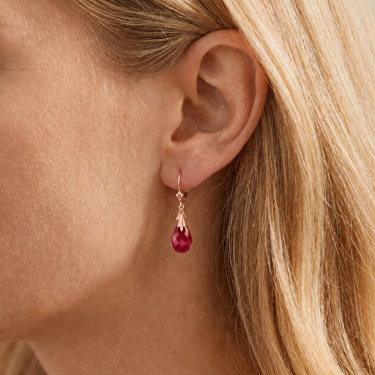 Rose Gold Celeste Earrings Ruby 10K — Bianca