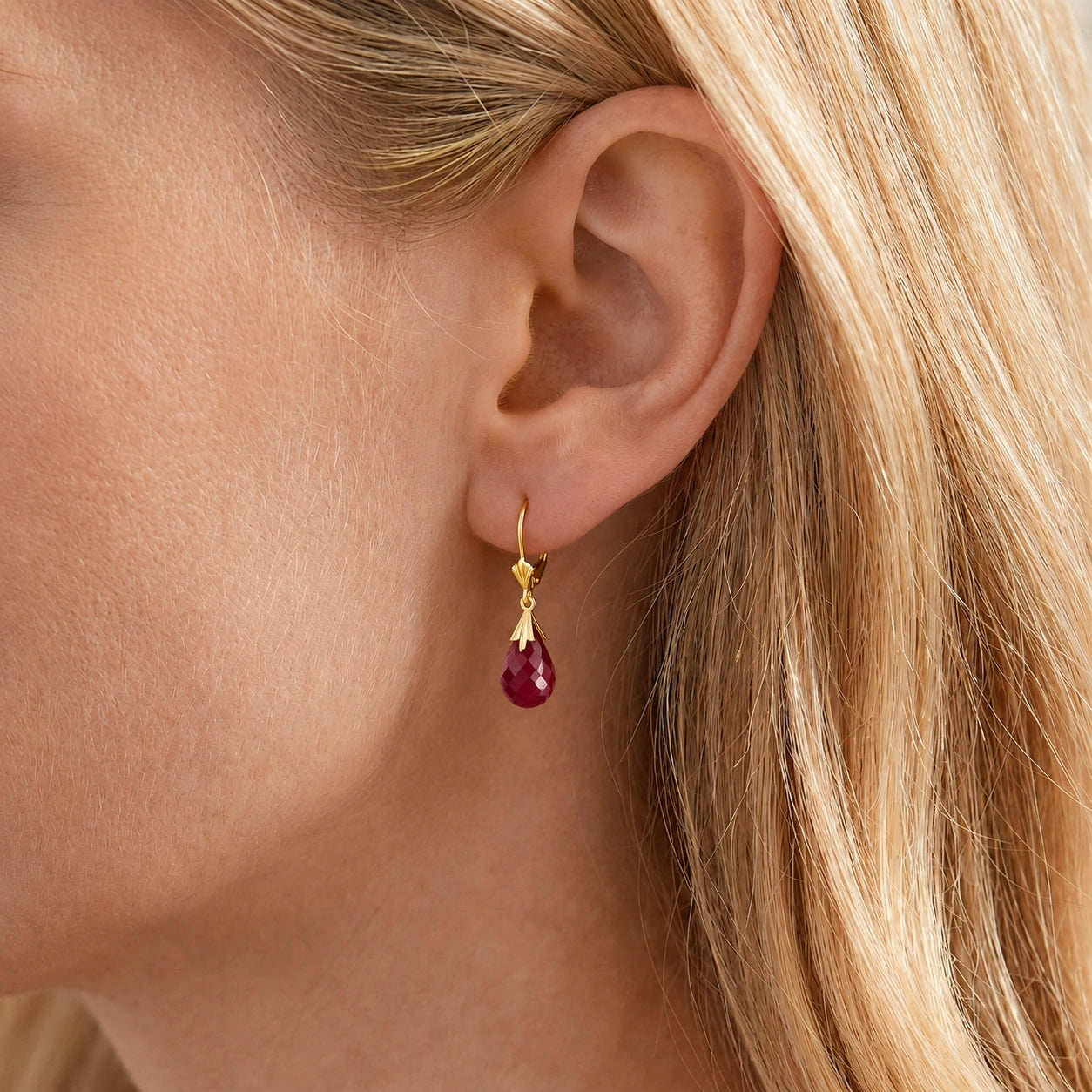 Yellow Gold Celeste Earrings Ruby 10K — Bianca
