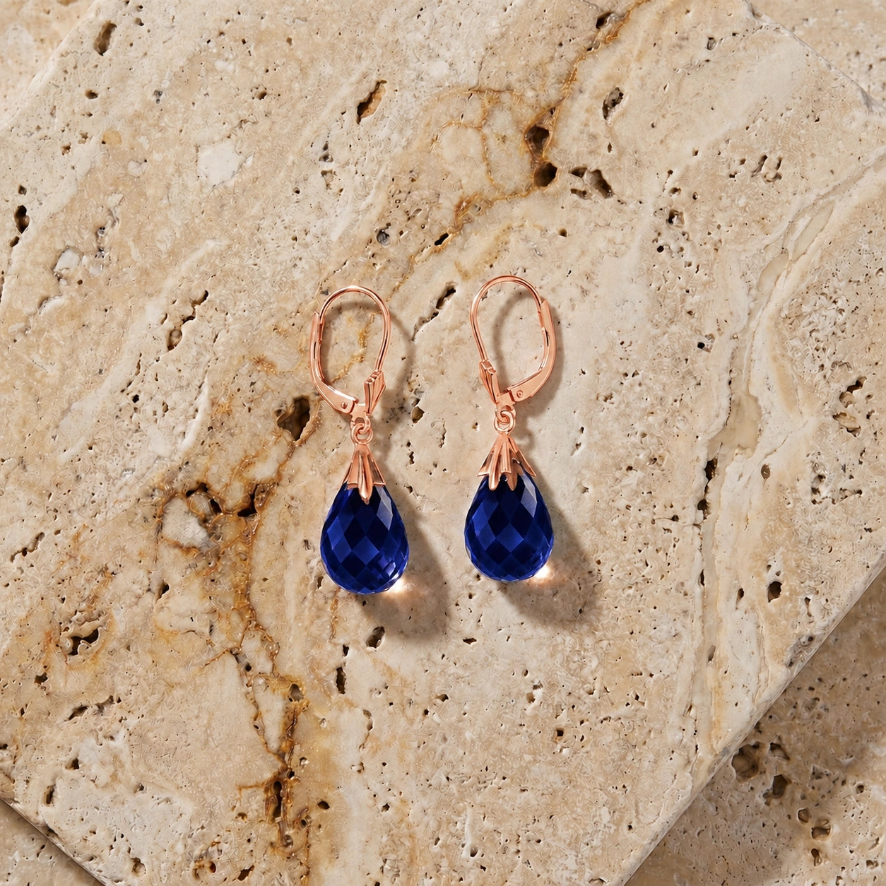 Rose Gold Celeste Earrings Sapphire 10K — Bianca