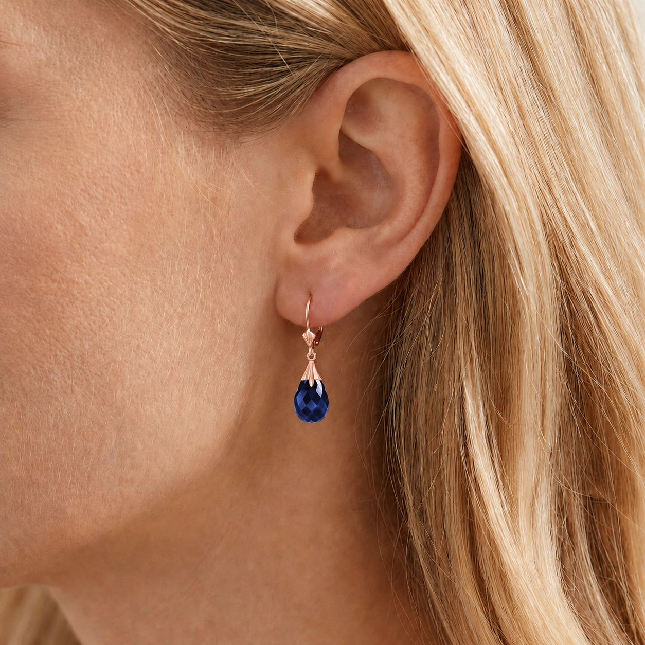 Rose Gold Celeste Earrings Sapphire 10K — Bianca