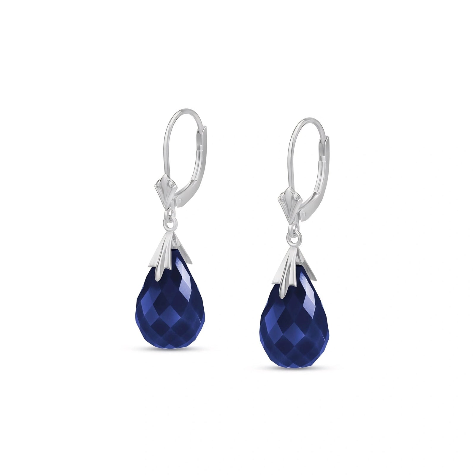 White Gold Celeste Earrings Sapphire 10K — Bianca