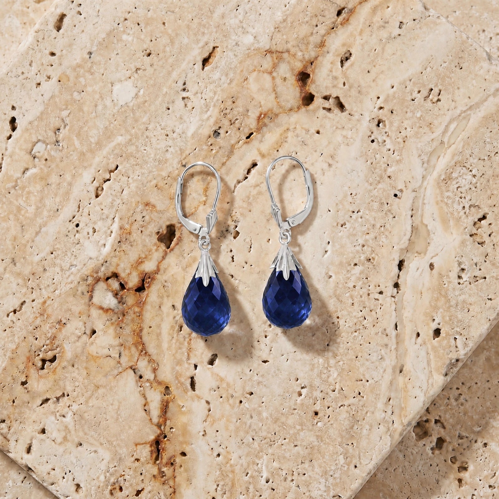 White Gold Celeste Earrings Sapphire 10K — Bianca