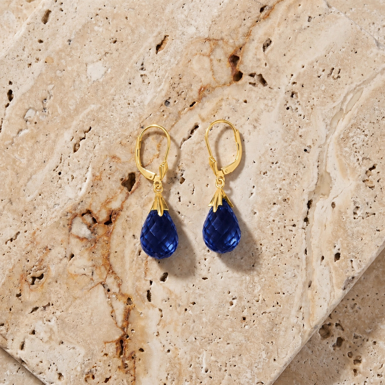 Yellow Gold Celeste Earrings Sapphire 10K — Bianca
