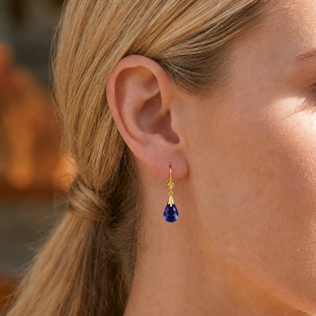 Yellow Gold Celeste Earrings Sapphire 10K — Bianca