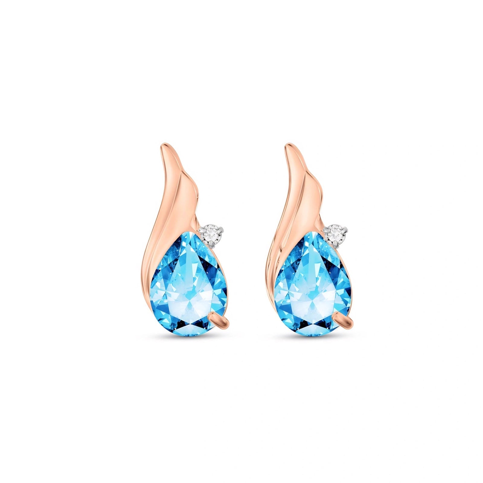 Rose Gold Blue Topaz & Diamond — Mariaenrica