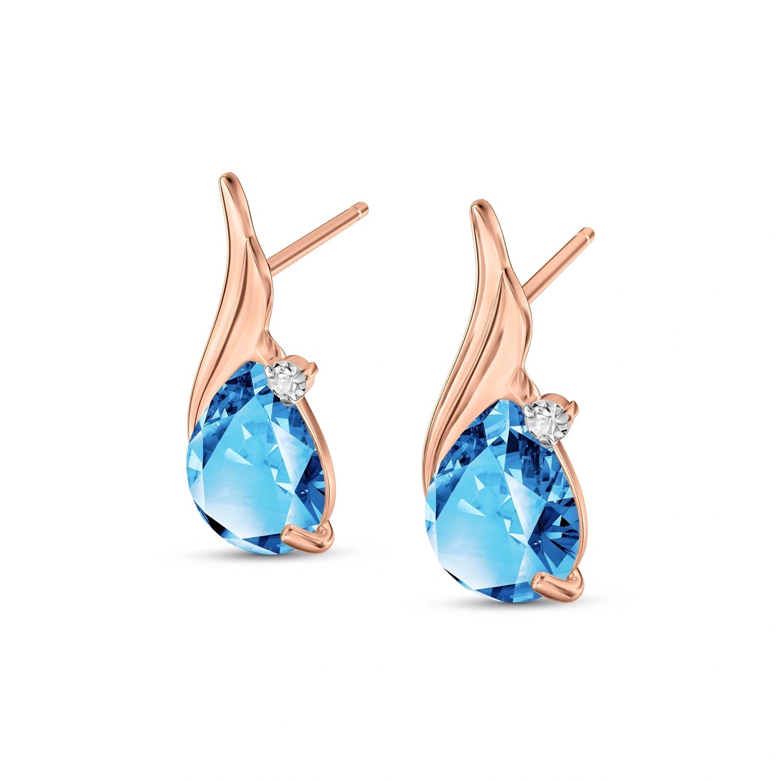 Rose Gold Blue Topaz & Diamond — Mariaenrica