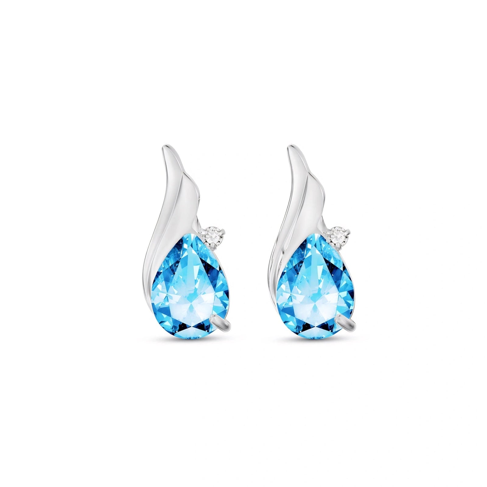 White Gold Blue Topaz & Diamond — Mariaenrica