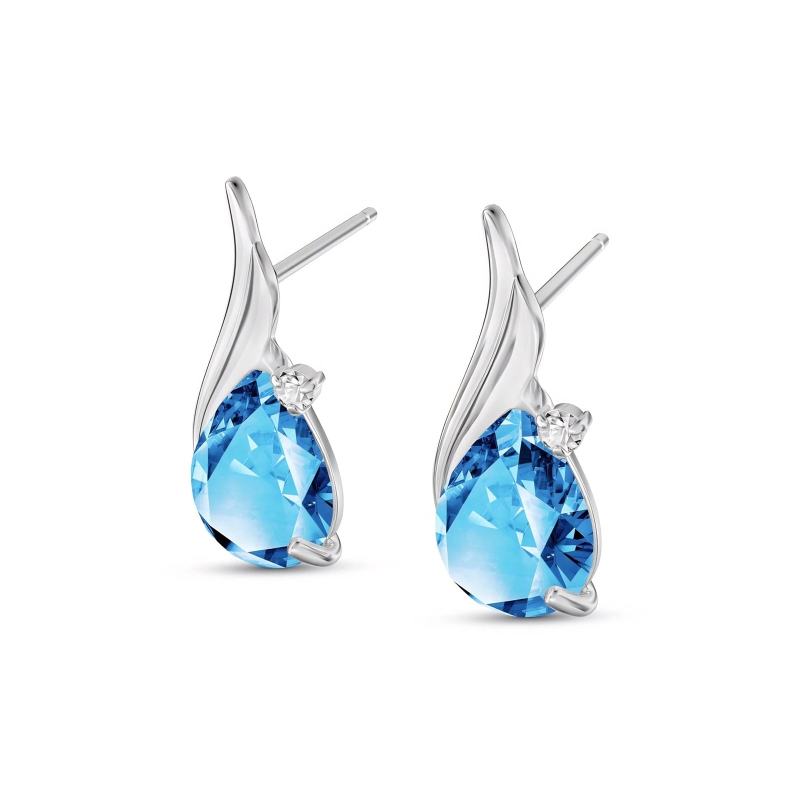 White Gold Blue Topaz & Diamond — Mariaenrica