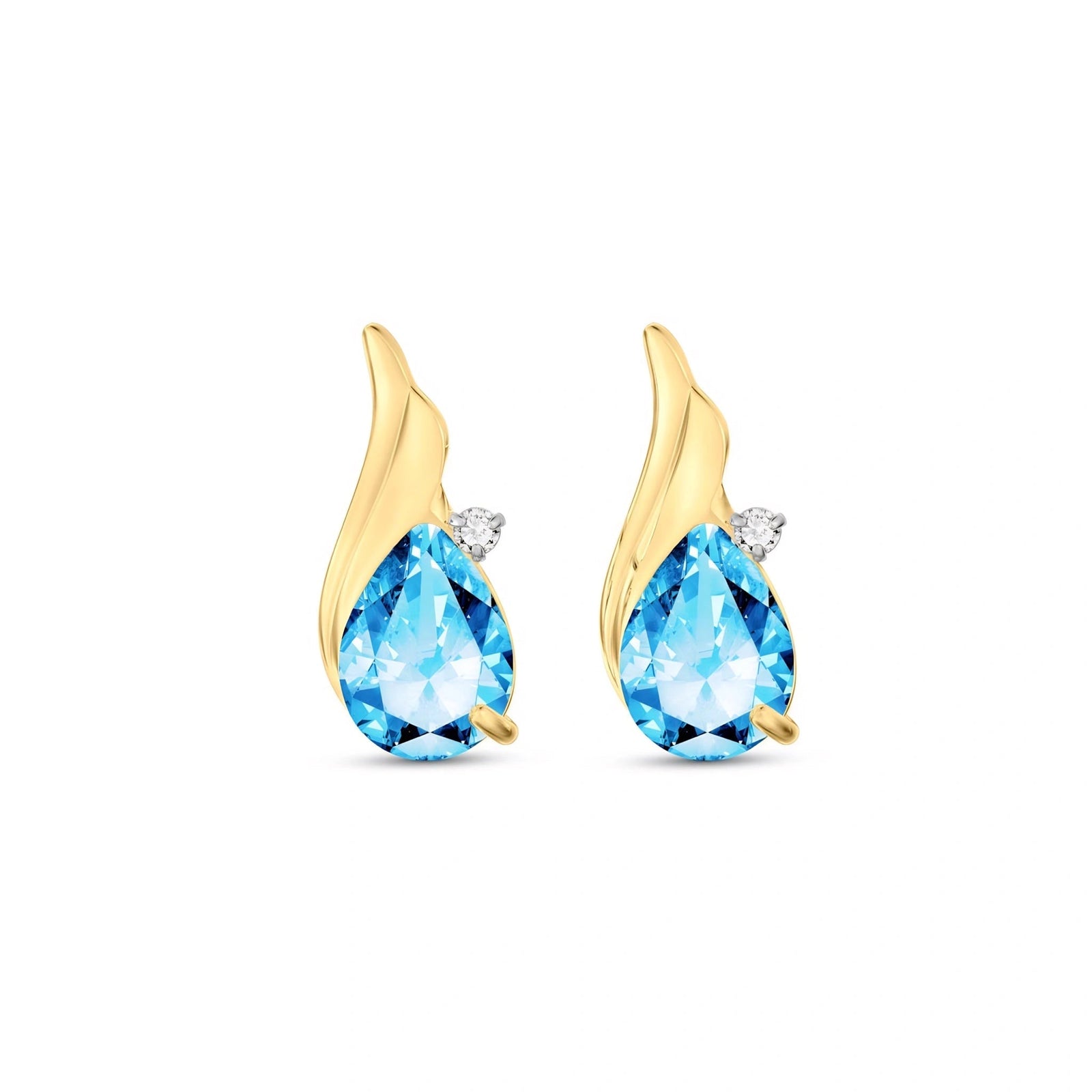Yellow Gold Blue Topaz & Diamond — Mariaenrica