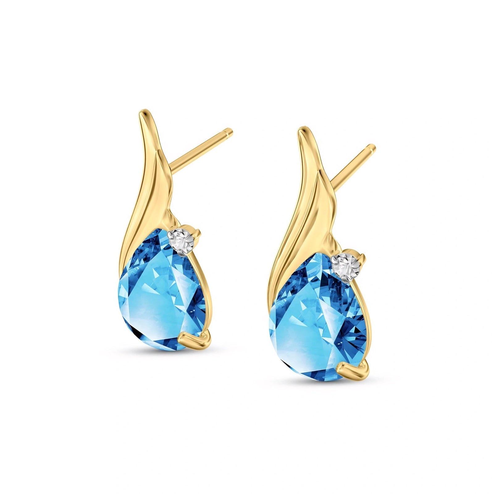 Yellow Gold Blue Topaz & Diamond — Mariaenrica