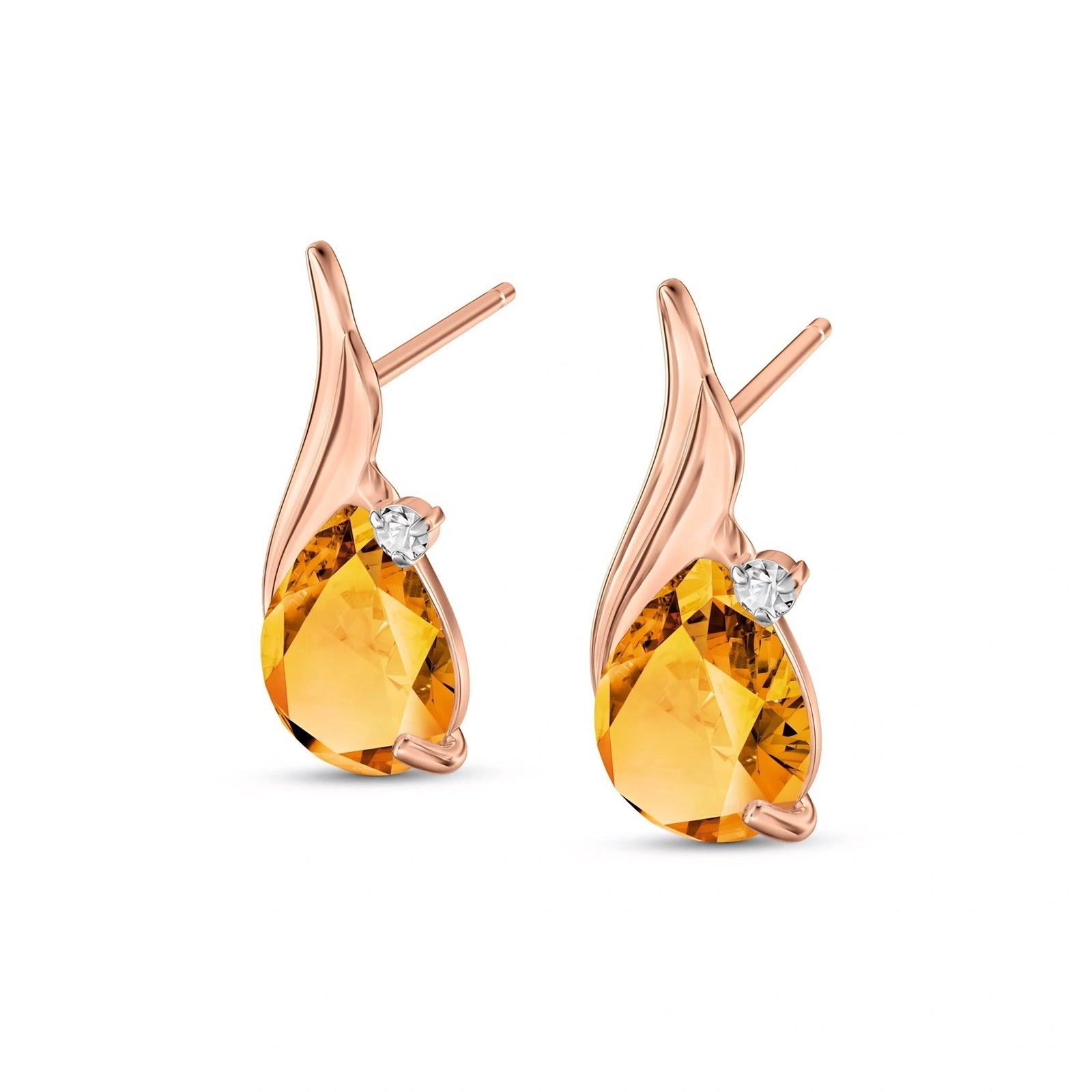 Rose Gold Citrine & Diamond — Mariaenrica