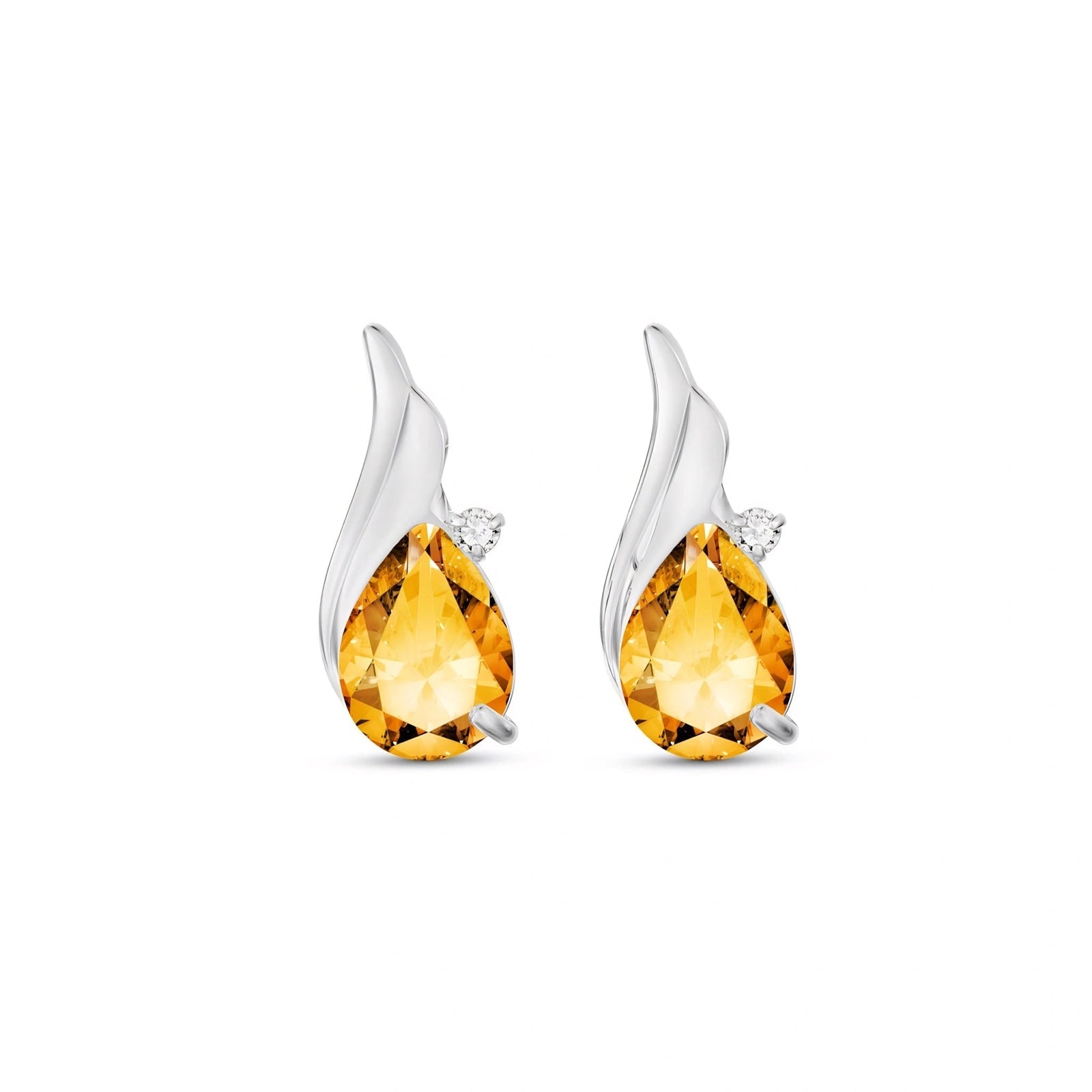 White Gold Citrine & Diamond — Mariaenrica