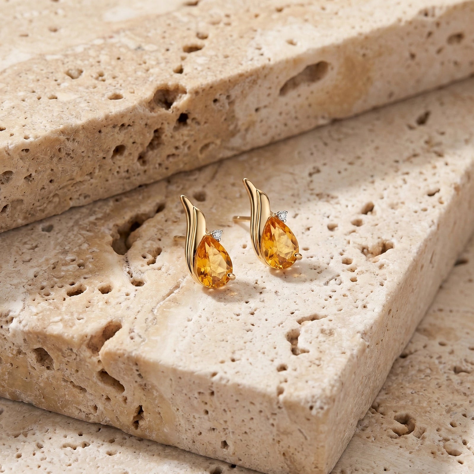 Yellow Gold Citrine & Diamond — Mariaenrica