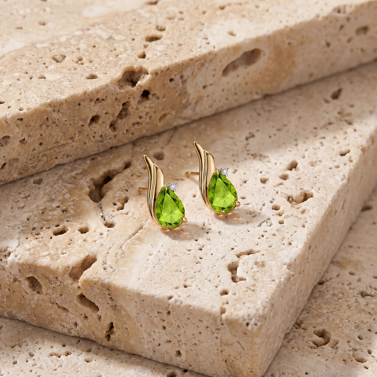 Yellow Gold Peridot & Diamond — Mariaenrica
