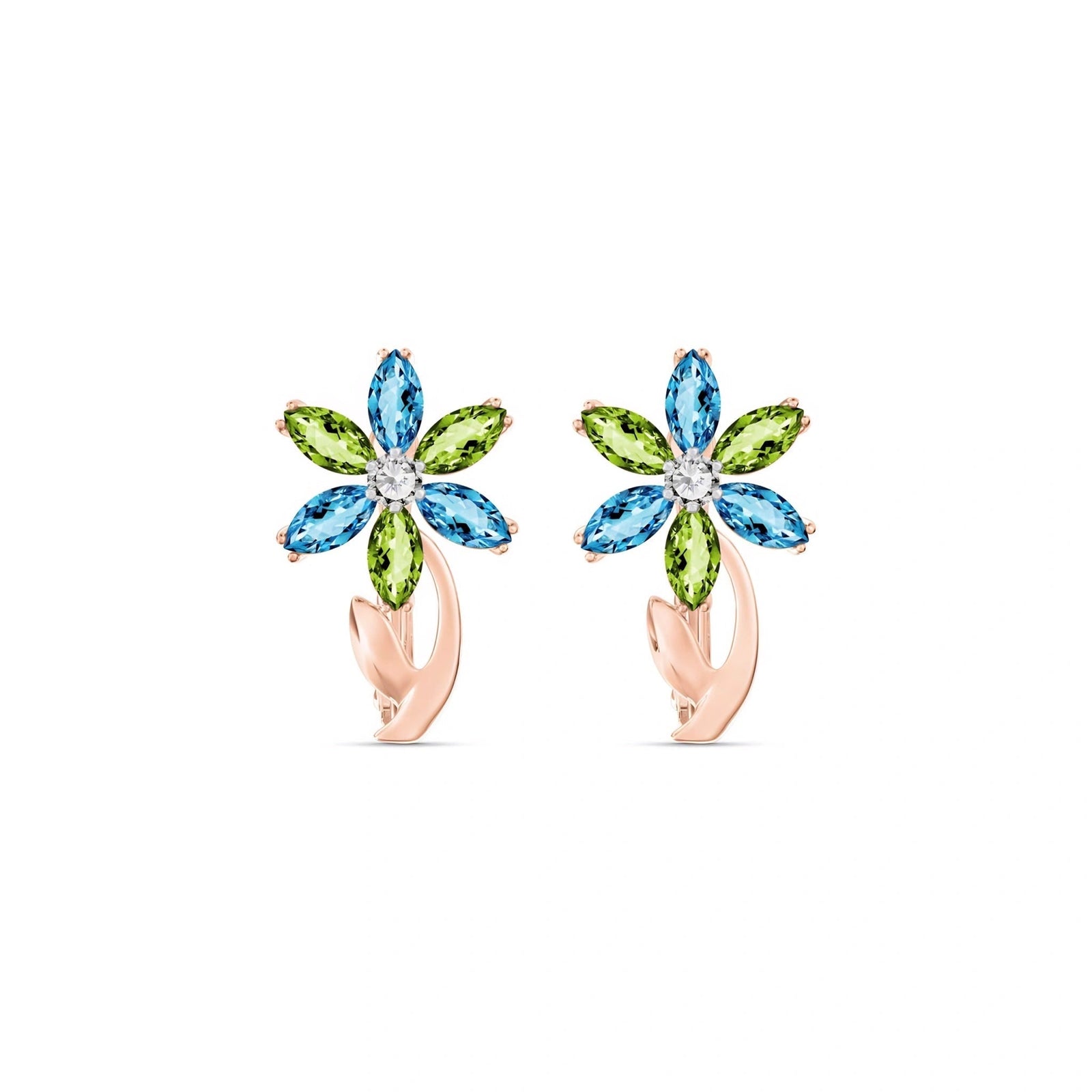 Rose Gold Earrings Multi-Gemstone 10K — Petronilla