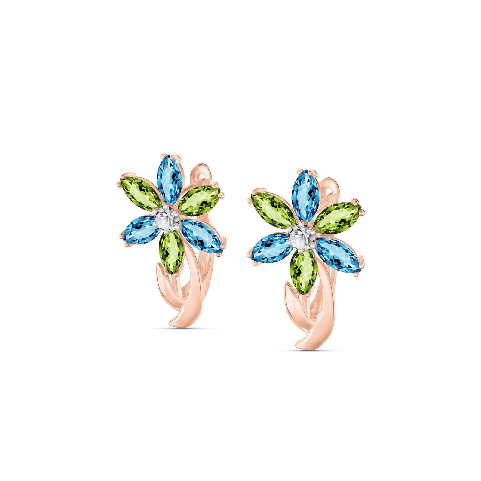 Rose Gold Earrings Multi-Gemstone 10K — Petronilla