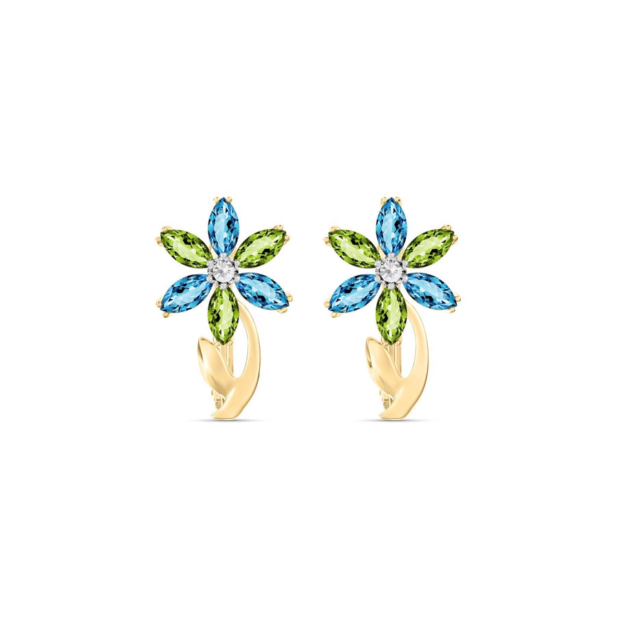 Yellow Gold Earrings Multi-Gemstone 10K — Petronilla