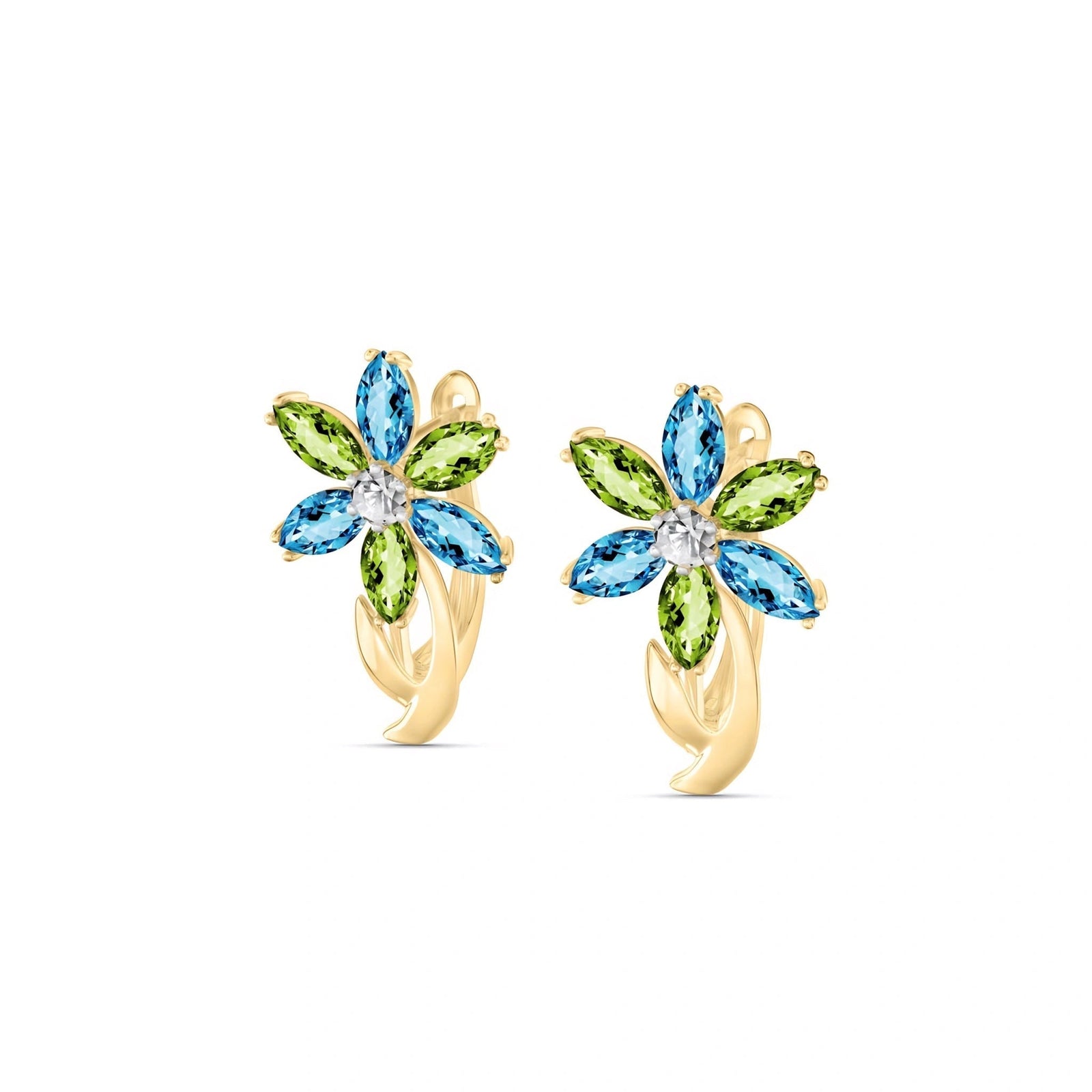Yellow Gold Earrings Multi-Gemstone 10K — Petronilla