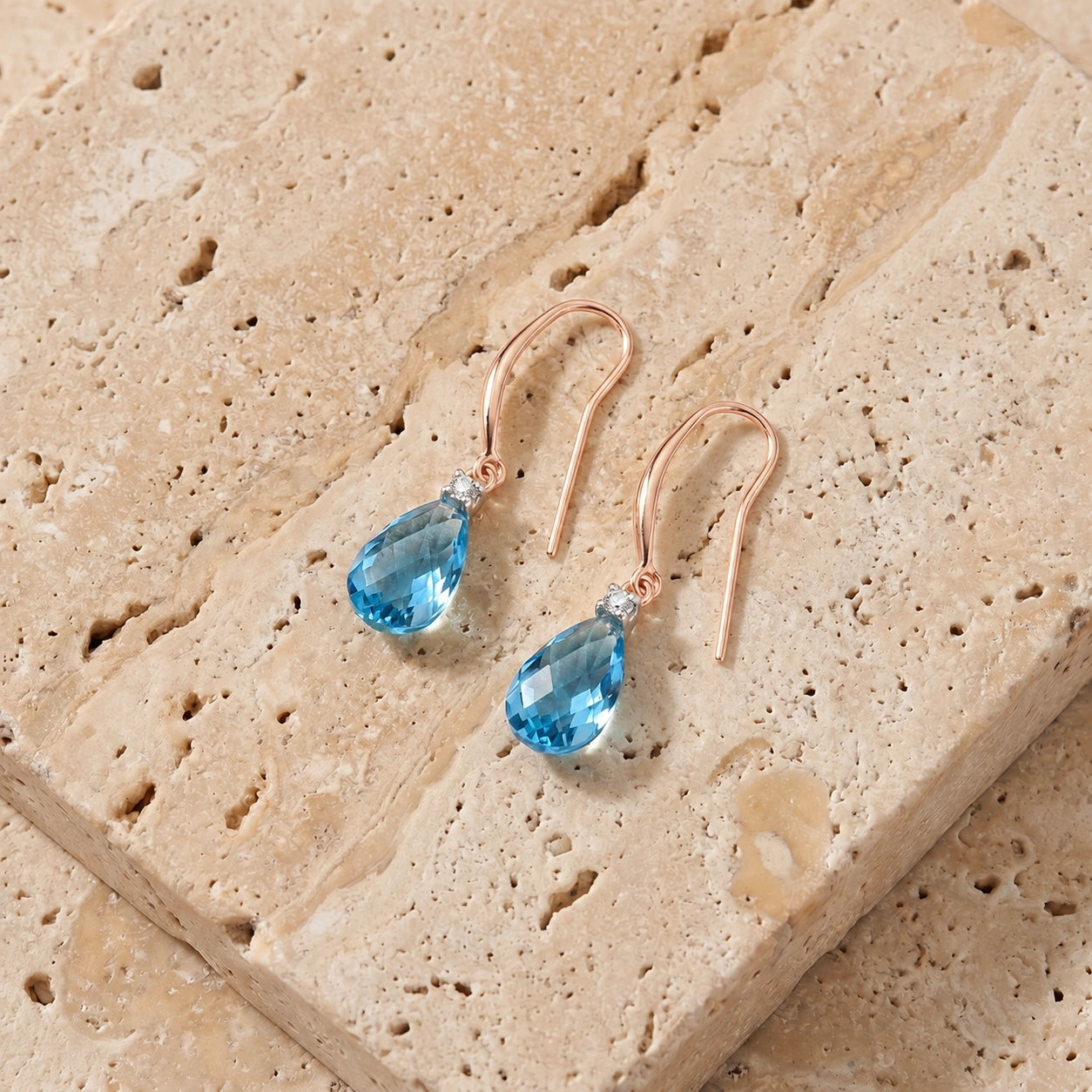 Rose Gold Diamond & Blue Topaz — Mariaersilia
