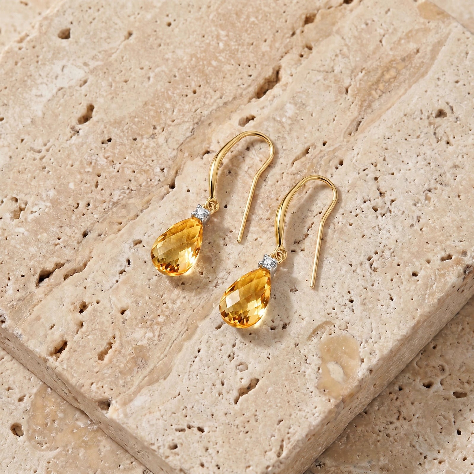 Yellow Gold Diamond & Citrine — Mariaersilia
