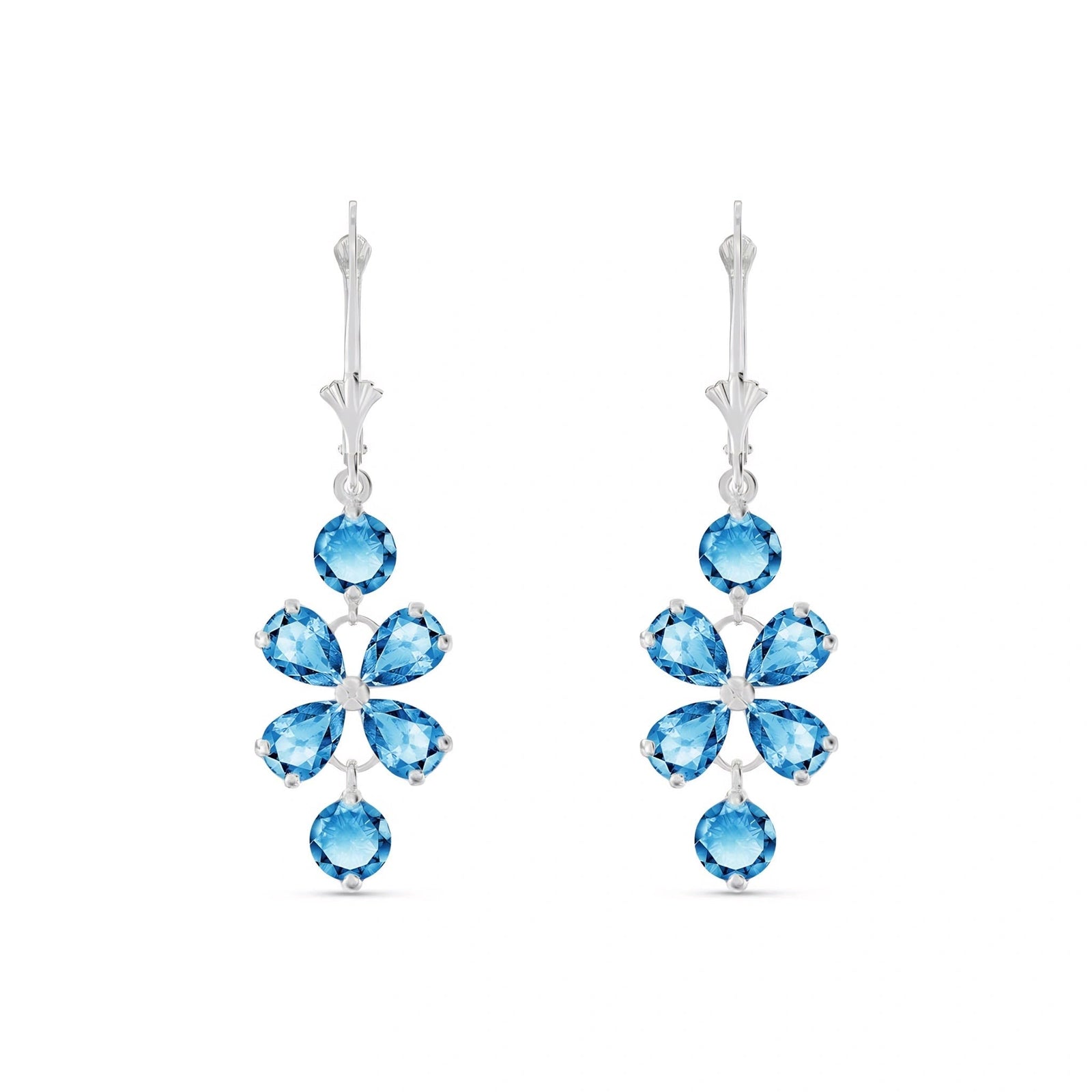 White Gold Bloom Earrings Aquamarine 10K — Gertrude