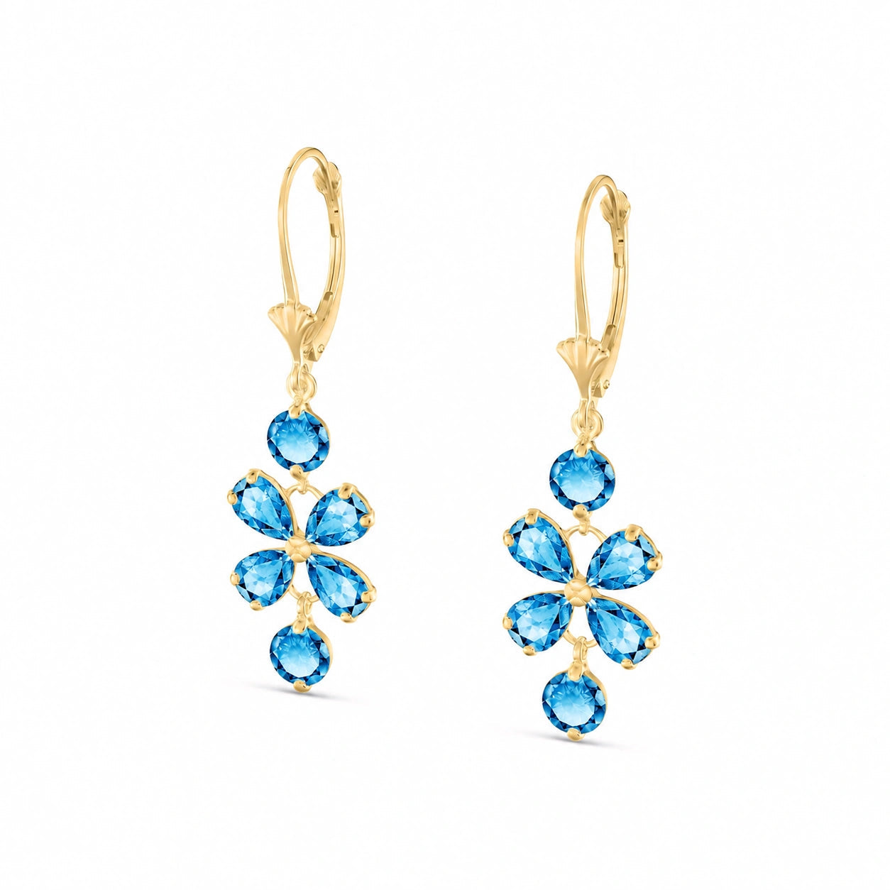 Yellow Gold Bloom Earrings Aquamarine 10K — Gertrude