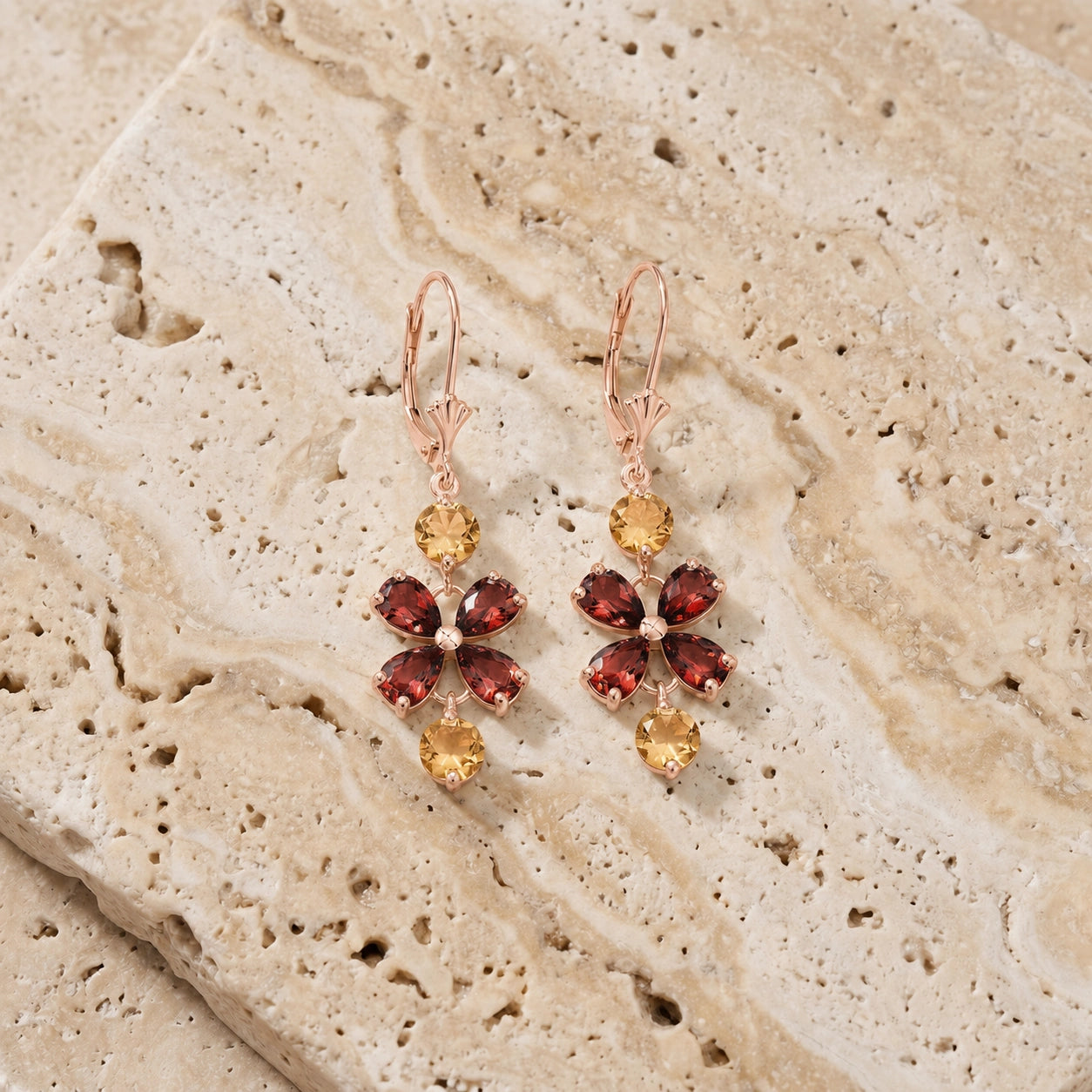 Rose Gold Bloom Earrings Blue Topaz 10K — Gertrude
