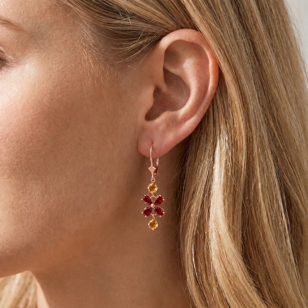 Rose Gold Bloom Earrings Blue Topaz 10K — Gertrude