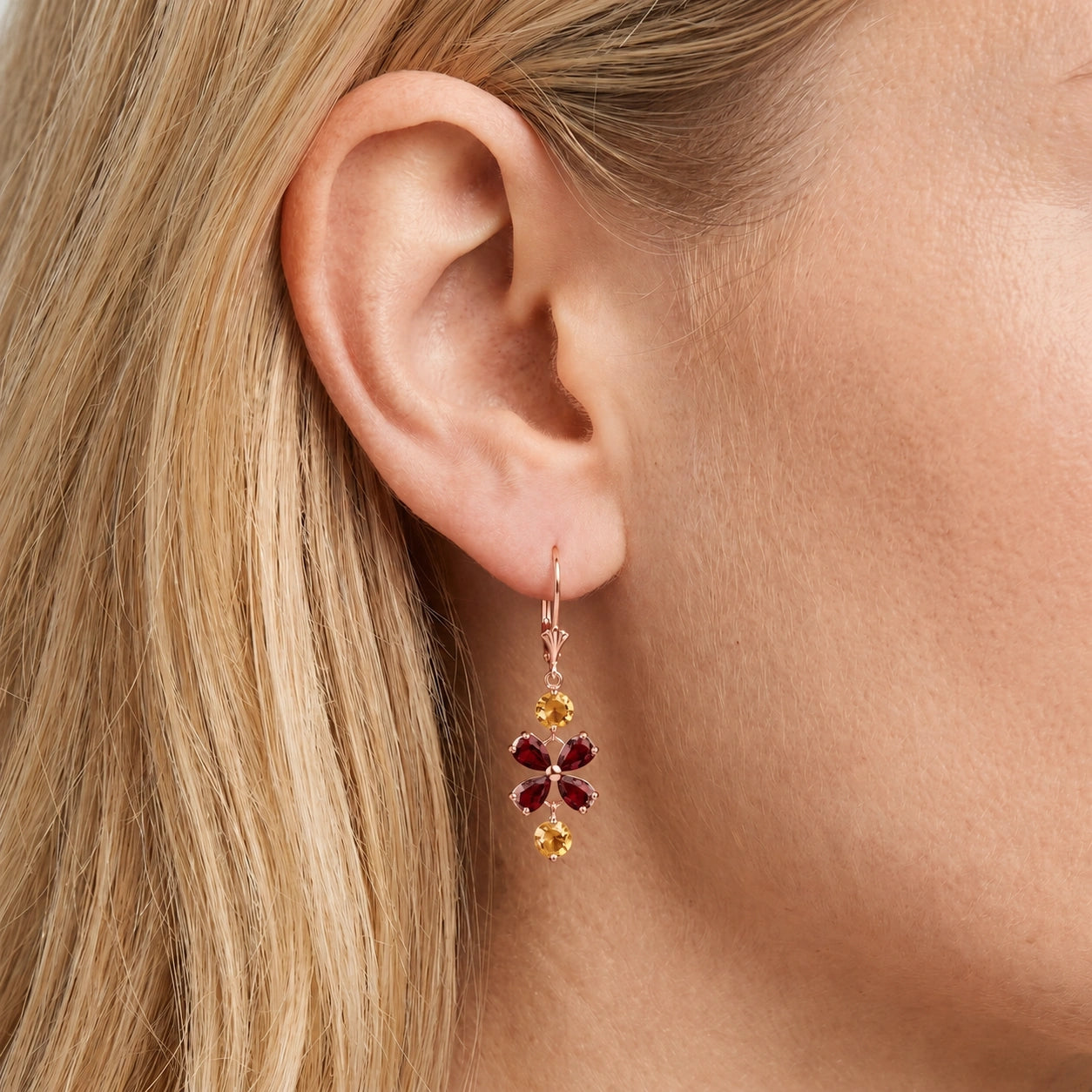 Rose Gold Bloom Earrings Blue Topaz 10K — Gertrude