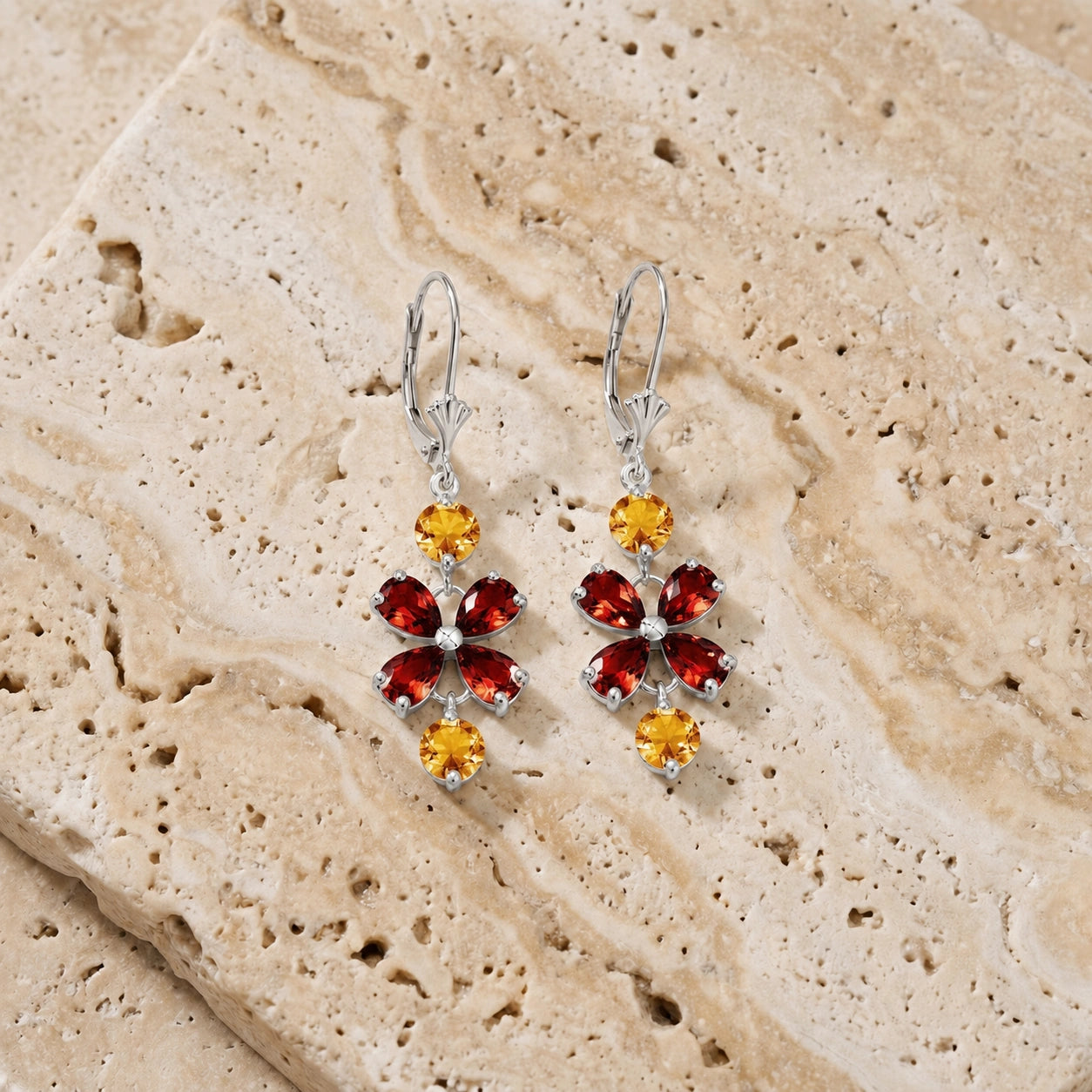 White Gold Bloom Earrings Blue Topaz 10K — Gertrude