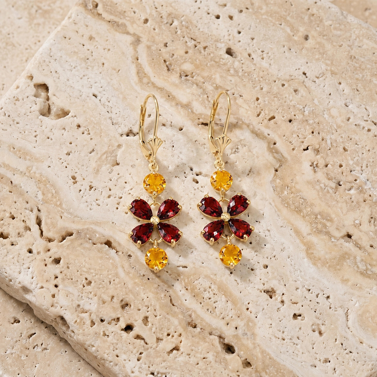 Yellow Gold Bloom Earrings Blue Topaz 10K — Gertrude