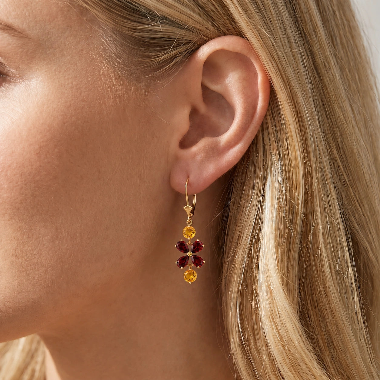 Yellow Gold Bloom Earrings Blue Topaz 10K — Gertrude