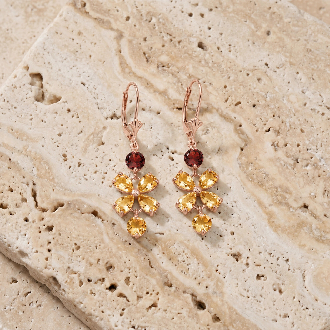 Rose Gold Bloom Earrings Citrine 10K — Gertrude