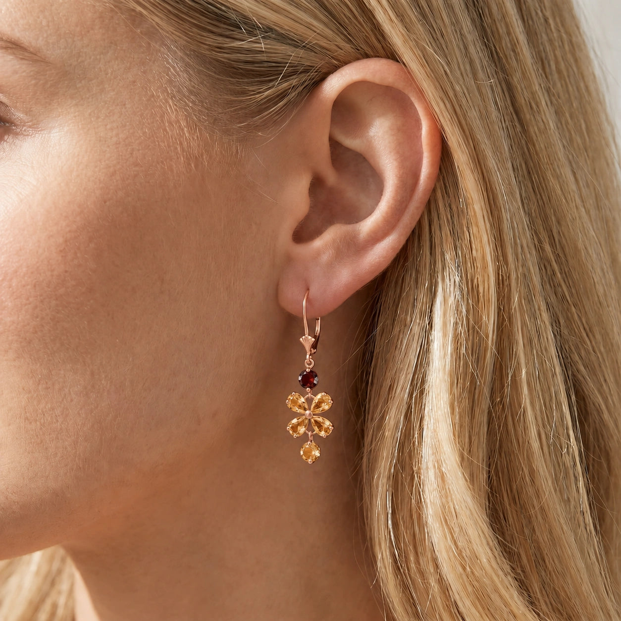 Rose Gold Bloom Earrings Citrine 10K — Gertrude